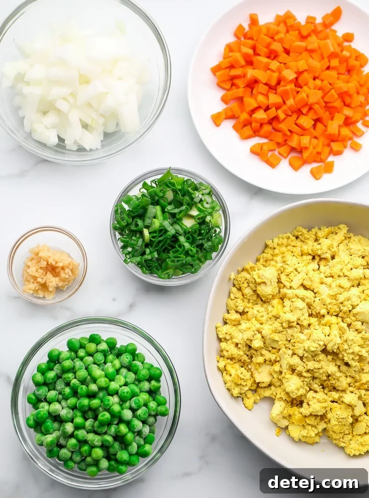 ingredients for making vegan fried rice