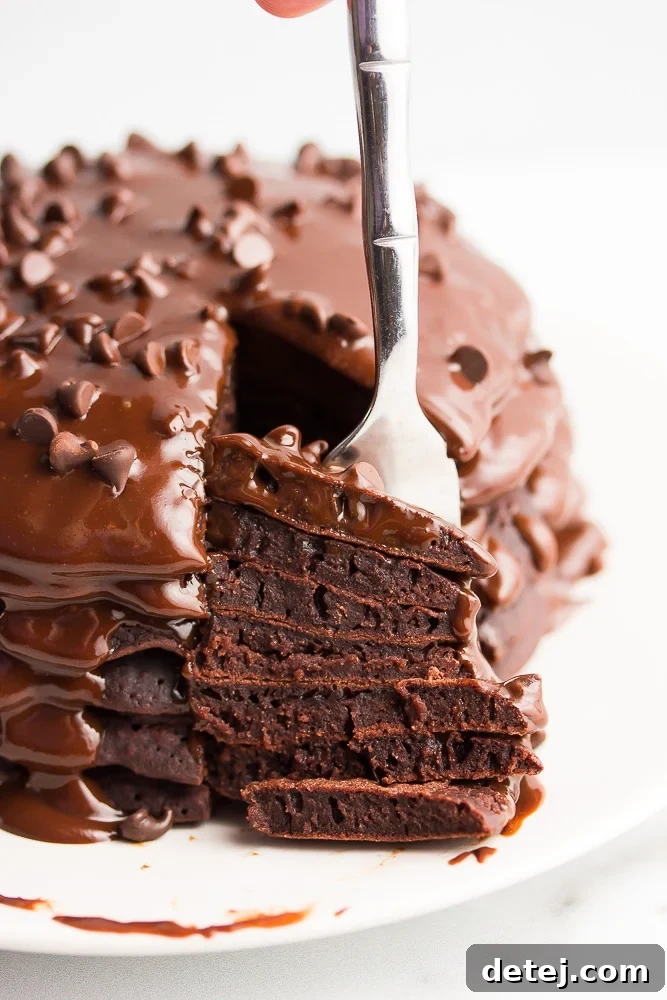 showing texture of pancakes on a fork