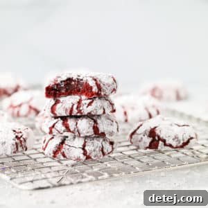 Decadent Red Velvet Crinkle Delights 5 square image of a red crinkly cookie