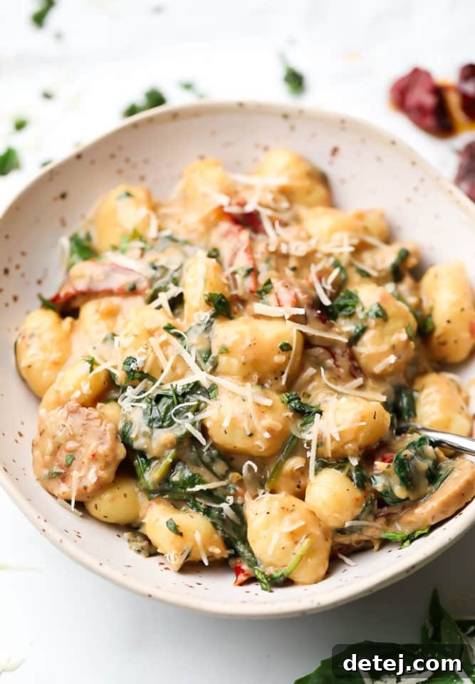 bowl of creamy tuscan gnocchi