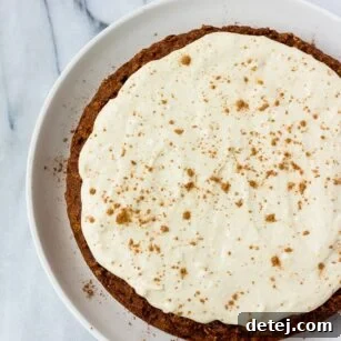 Oil-free Chocolate Cake with Cashew Frosting, close up of smooth white frosting