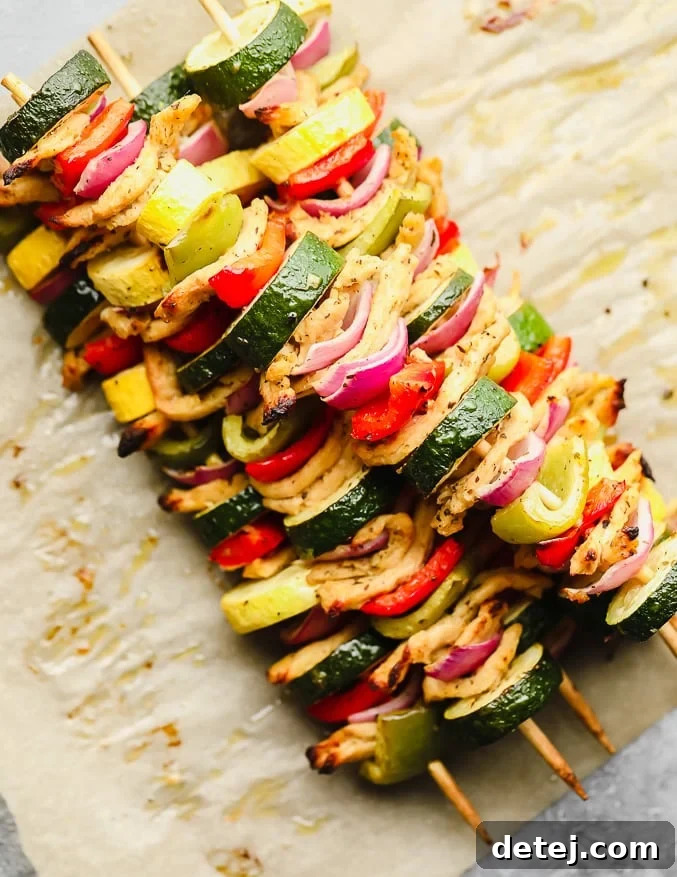 cooked vegetable kebabs piled on top of each other