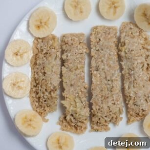 Delicious and healthy Banana Hemp Oatmeal Fingers for babies and toddlers.