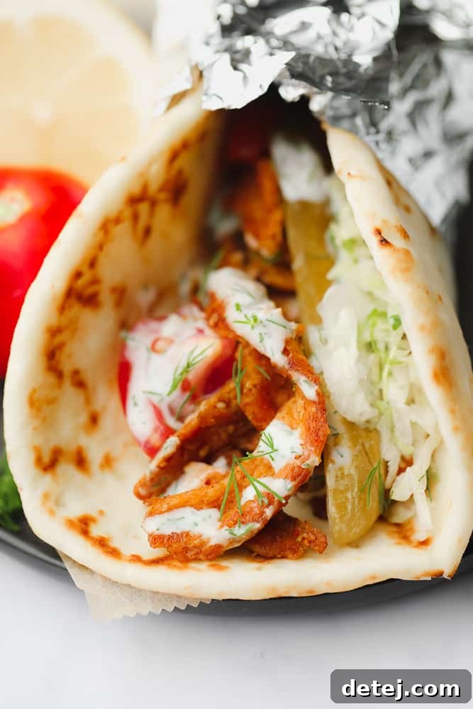 Vegan Shawarma plate with creamy dill sauce.