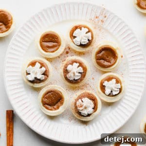 plate with mini pumpkin pies on it, some with whipped cream