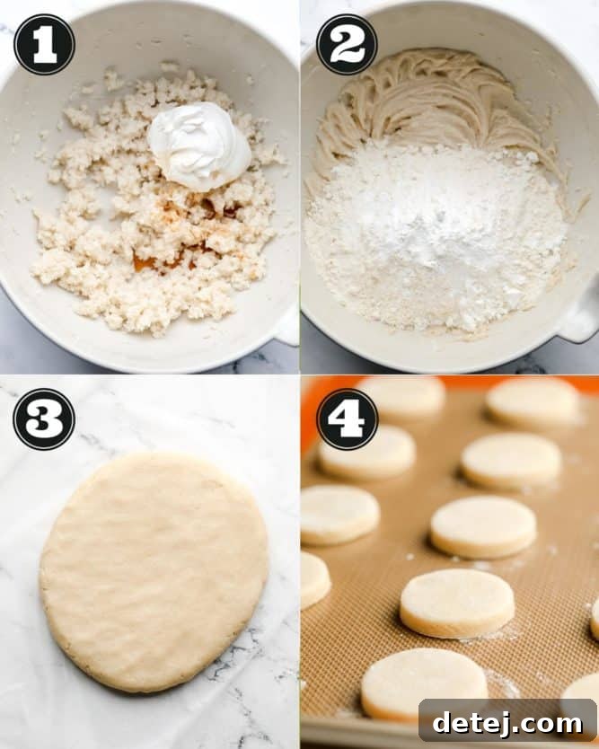 A step-by-step collage illustrating the process of making vegan Lofthouse cookie dough.