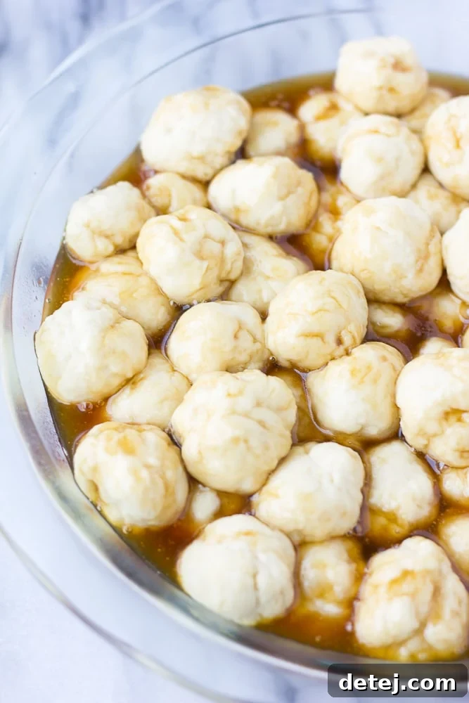 balls of dough for caramel monkey bread