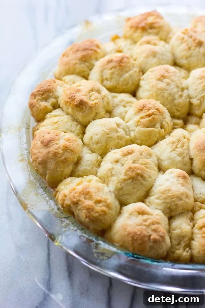 cooked balls for caramel monkey bread in a pie pan