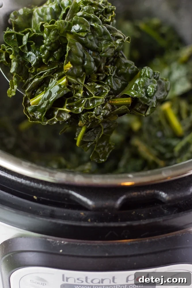 cooked kale in instant pot