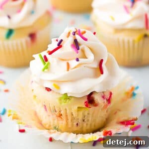 square image of a cupcake with sprinkles