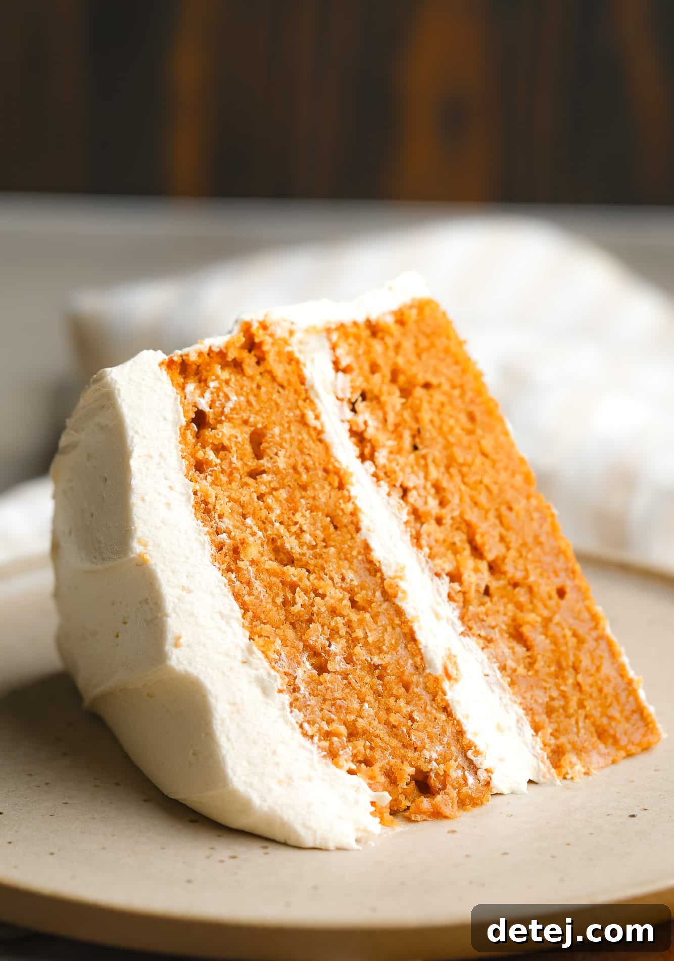 close up on a slice of Pumpkin Spice Latte Cake.