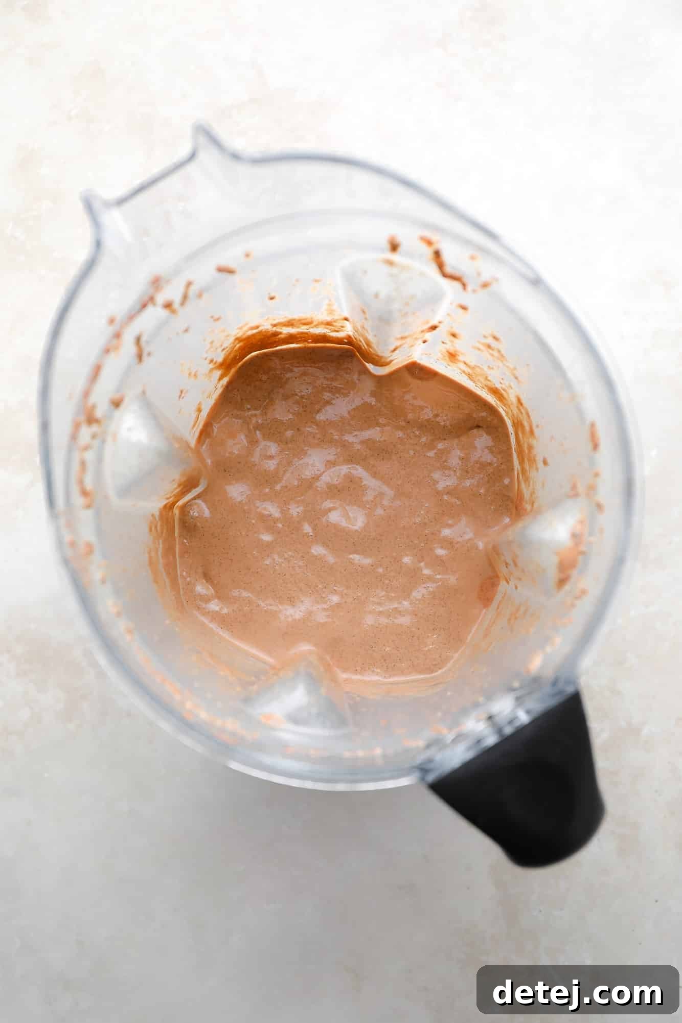 blended chocolate chia pudding in a blender.