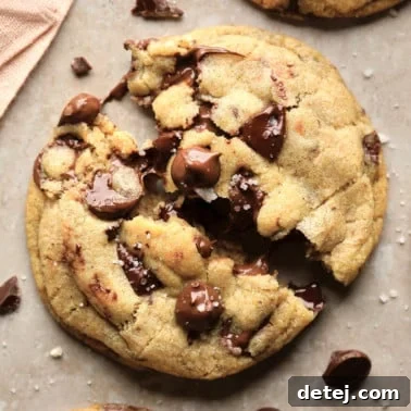 square image of a broken vegan chocolate chip cookie