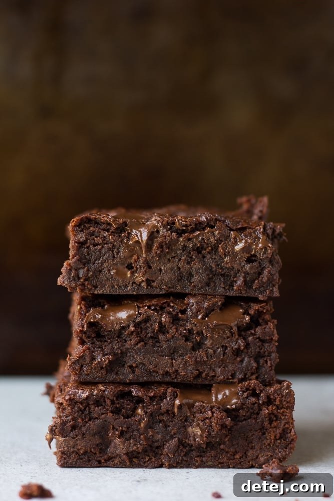 3 stacked vegan brownies recipe - Best Ever Vegan Brownies