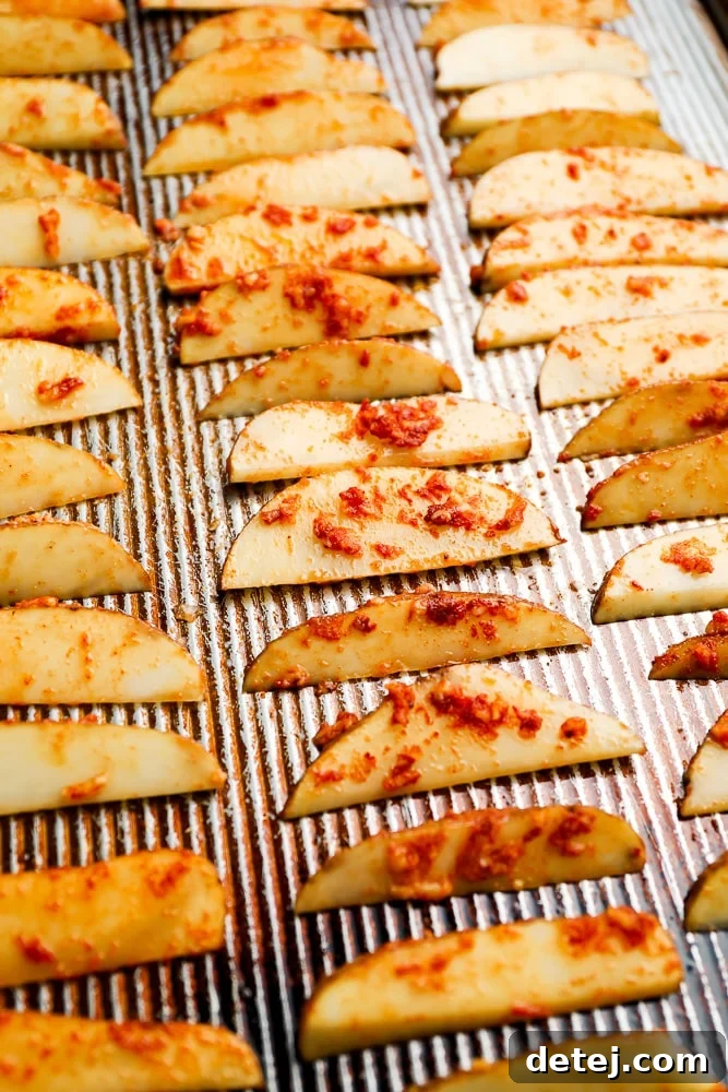 potato slices before baking into fries