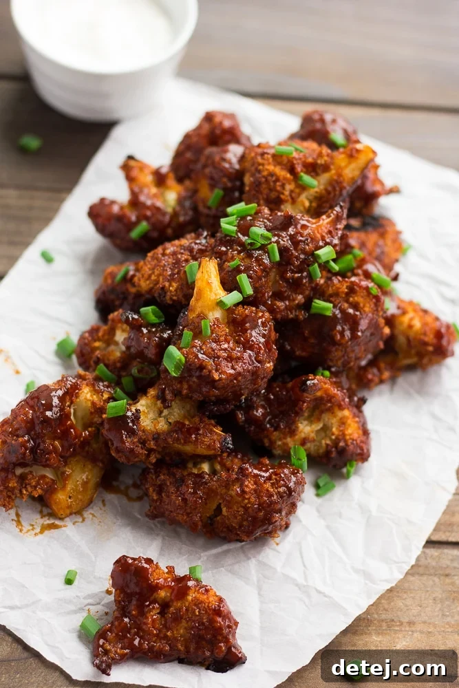bbq cauliflower wings from the side