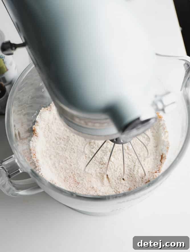 dry ingredients being mixed in a bowl