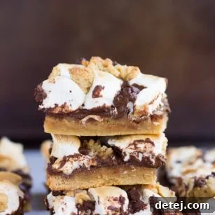 stack of 3 vegan smores bars.