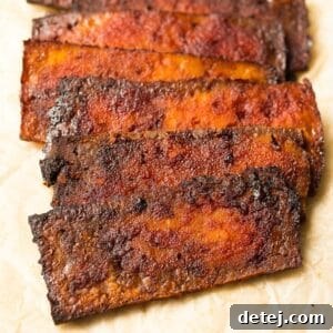 square image of tofu bacon