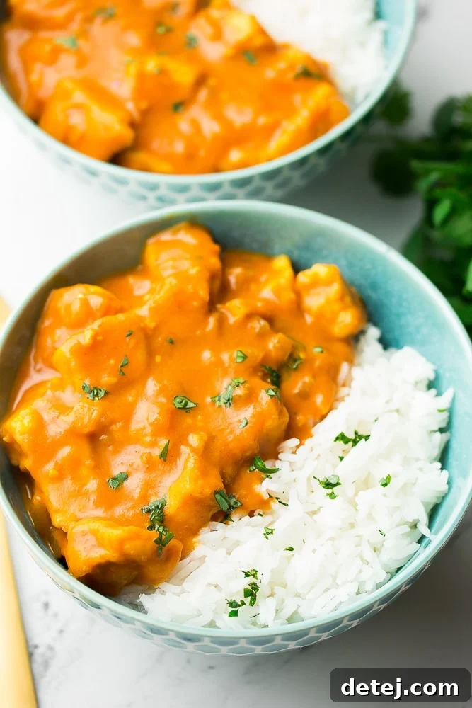 Creamy Vegan Tikka Masala 6 2 bowls of tikka masala with white rice