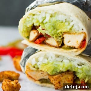 square image of vegan chikn burritos