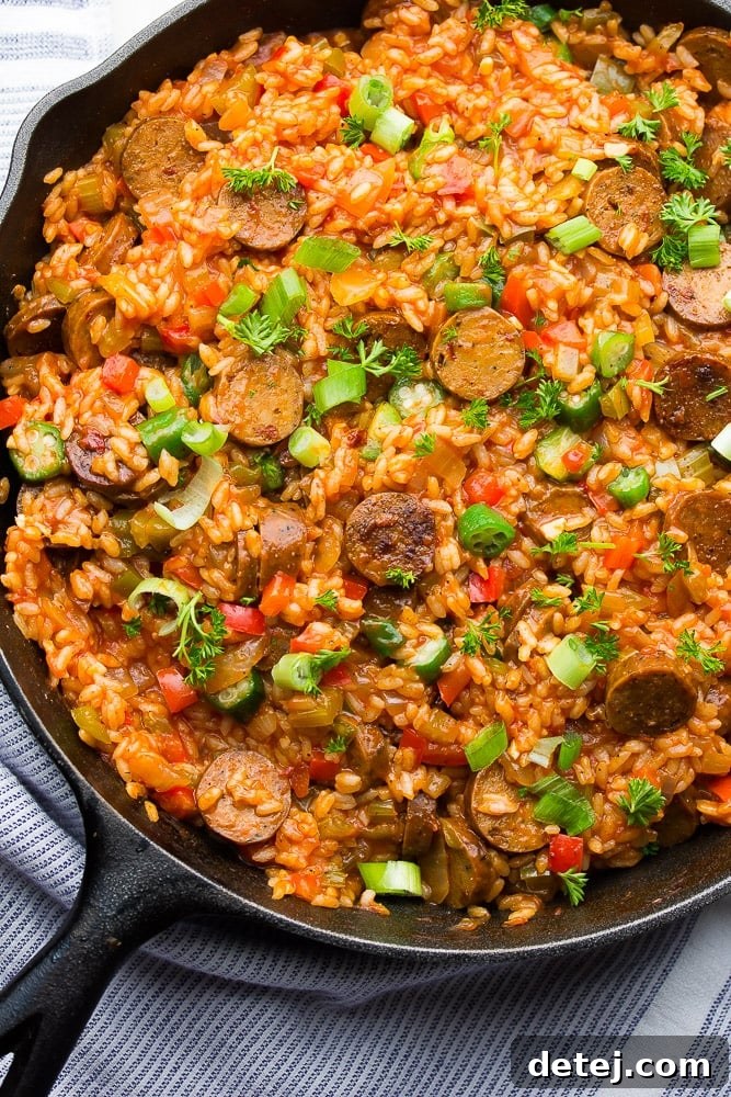 Southern Comfort, Vegan Style 2 Looking down on a big pot of vegan jambalaya in a cast iron pan, ready to be served