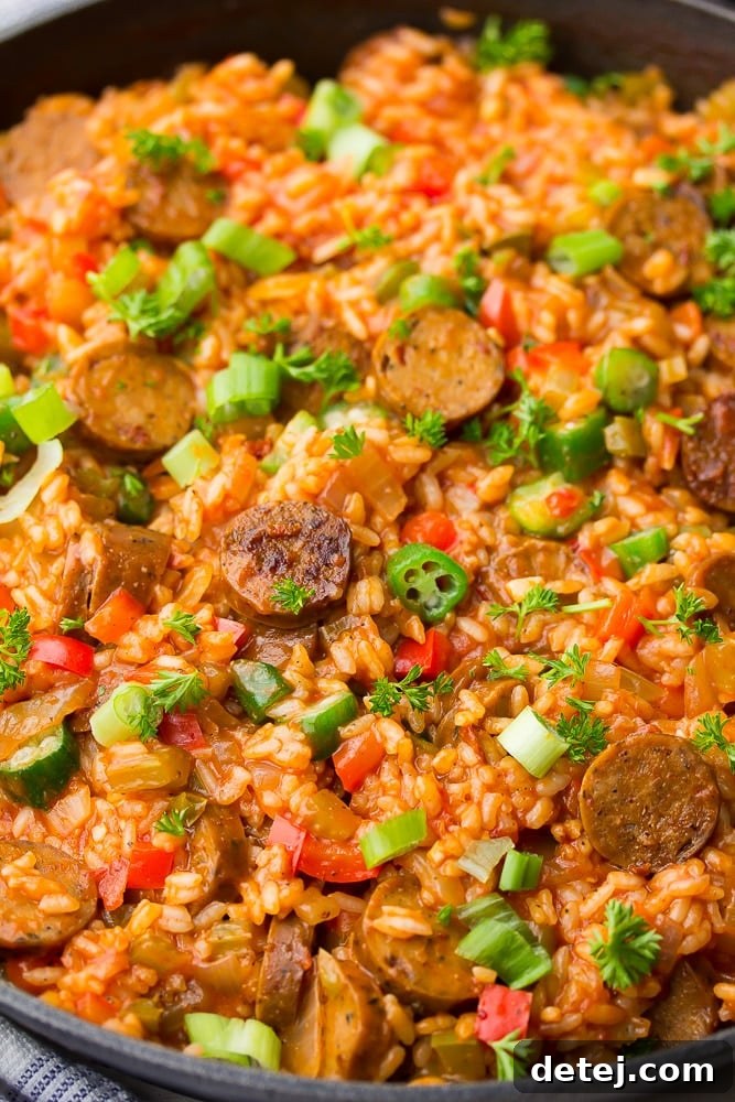 Southern Comfort, Vegan Style 6 Very close up of finished rice, vegetable, and sausage dish, showing texture and ingredients