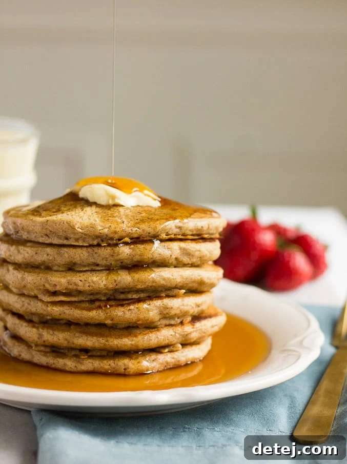 Freezer Whole Grain Pancakes stored in a freezer bag for convenient meal prep.