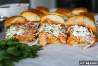Spicy Buffalo Chicken Sliders with Creamy Gorgonzola Slaw