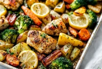 Zesty Lemon Herb Chicken and Roasted Vegetables Sheet Pan Dinner