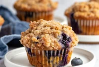 Bakery-Style Crumb Topped Blueberry Muffins