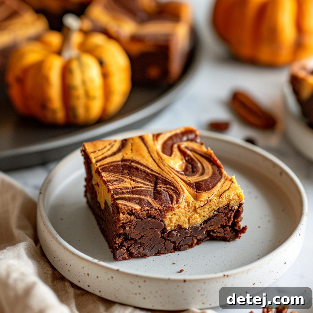 Freshly baked Pumpkin Swirl Brownies cooling