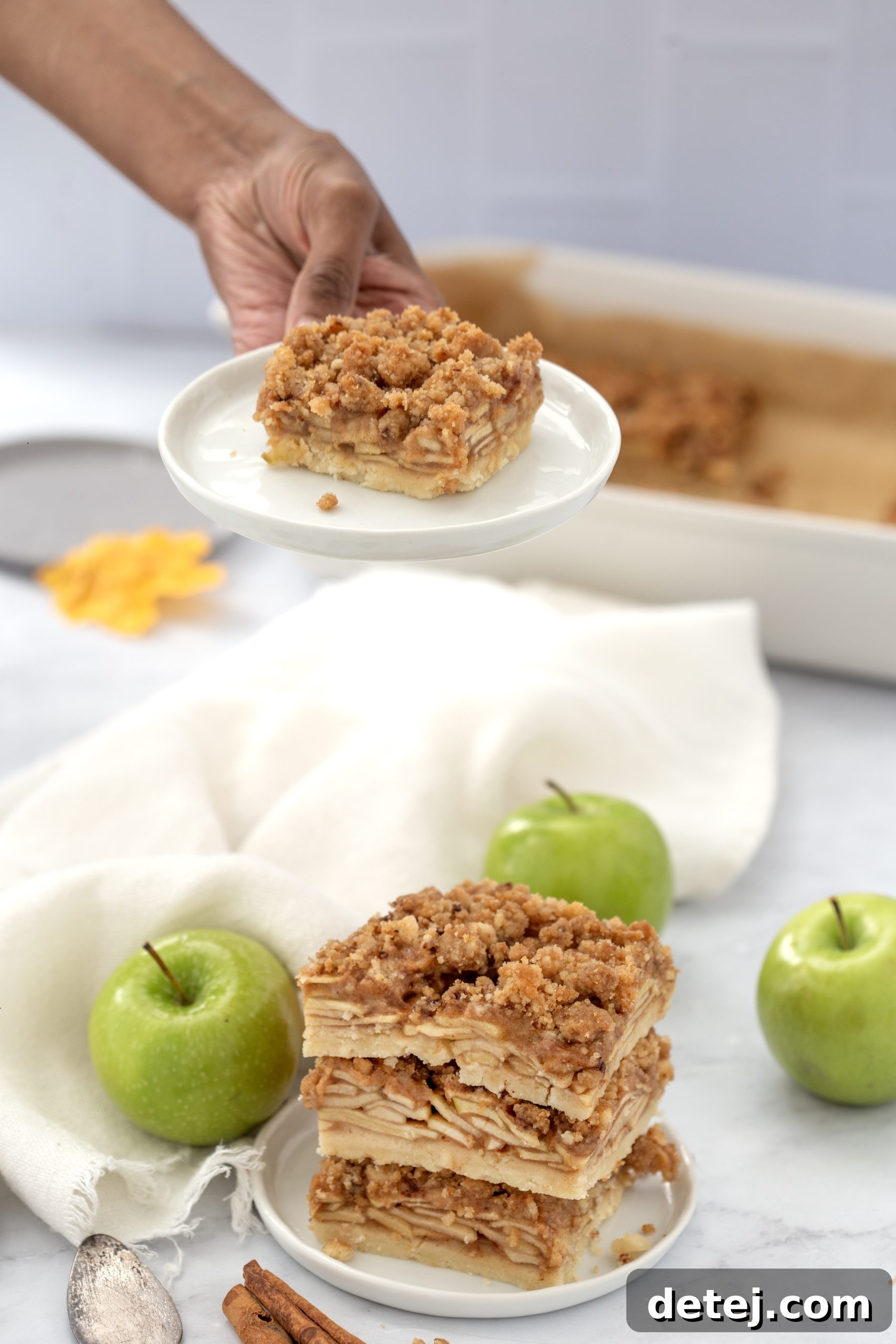 Freshly sliced apples for the crisp bars filling