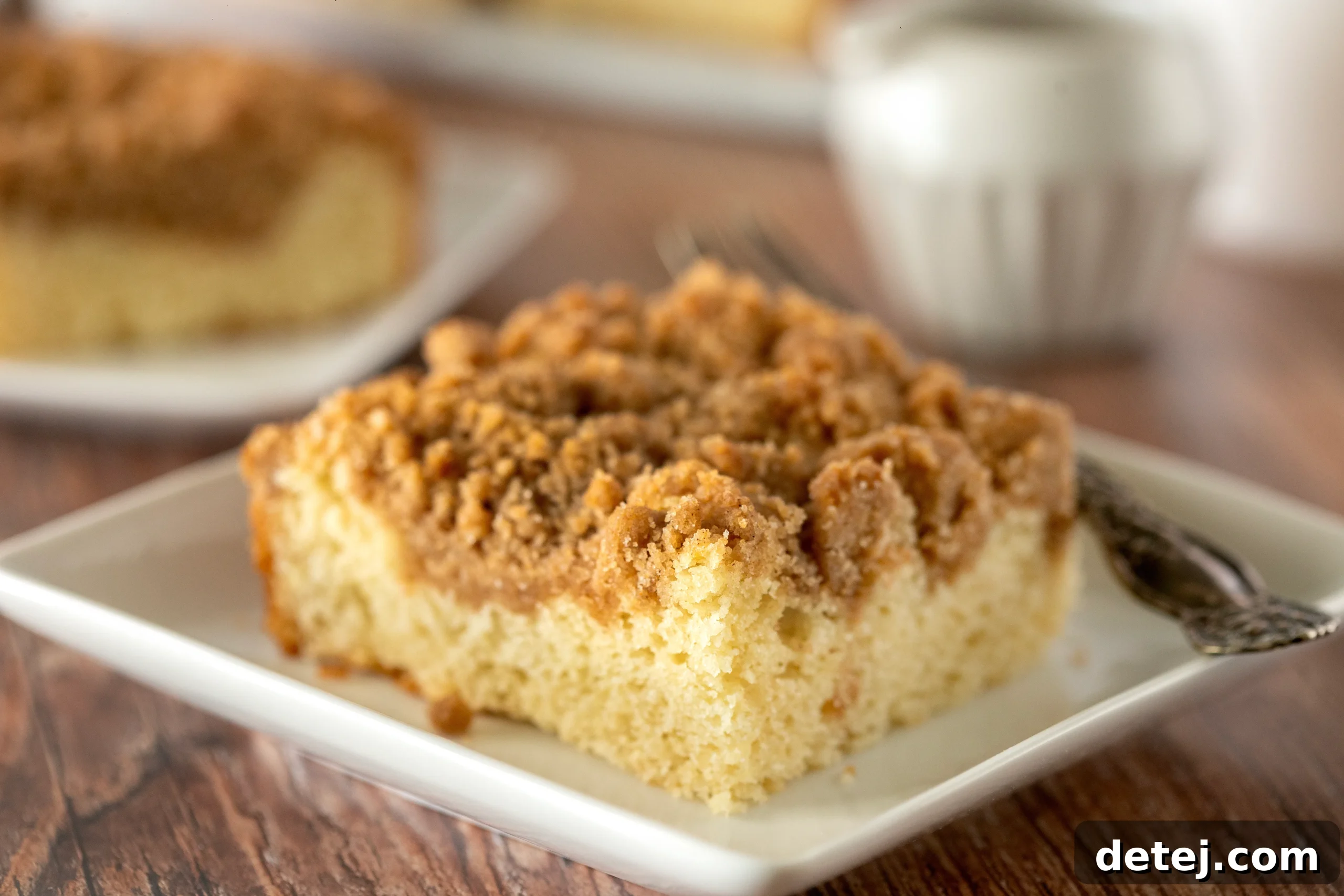 Freshly baked coffee cake with streusel topping