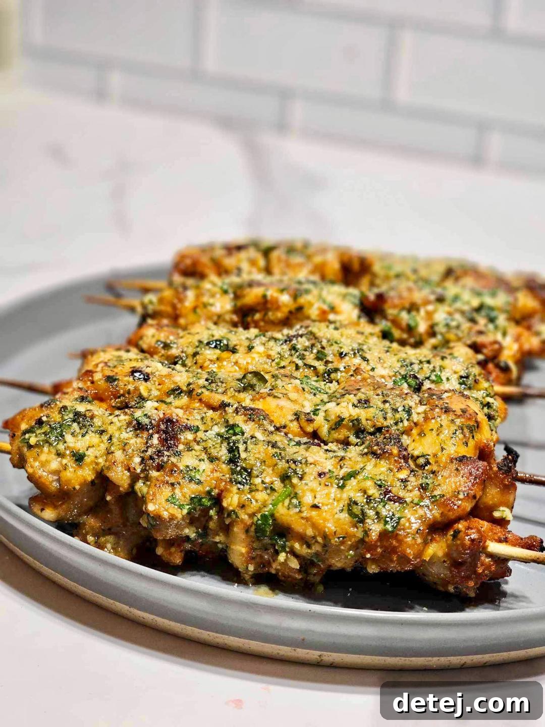Baked Spicy Garlic Parmesan Chicken Kabobs