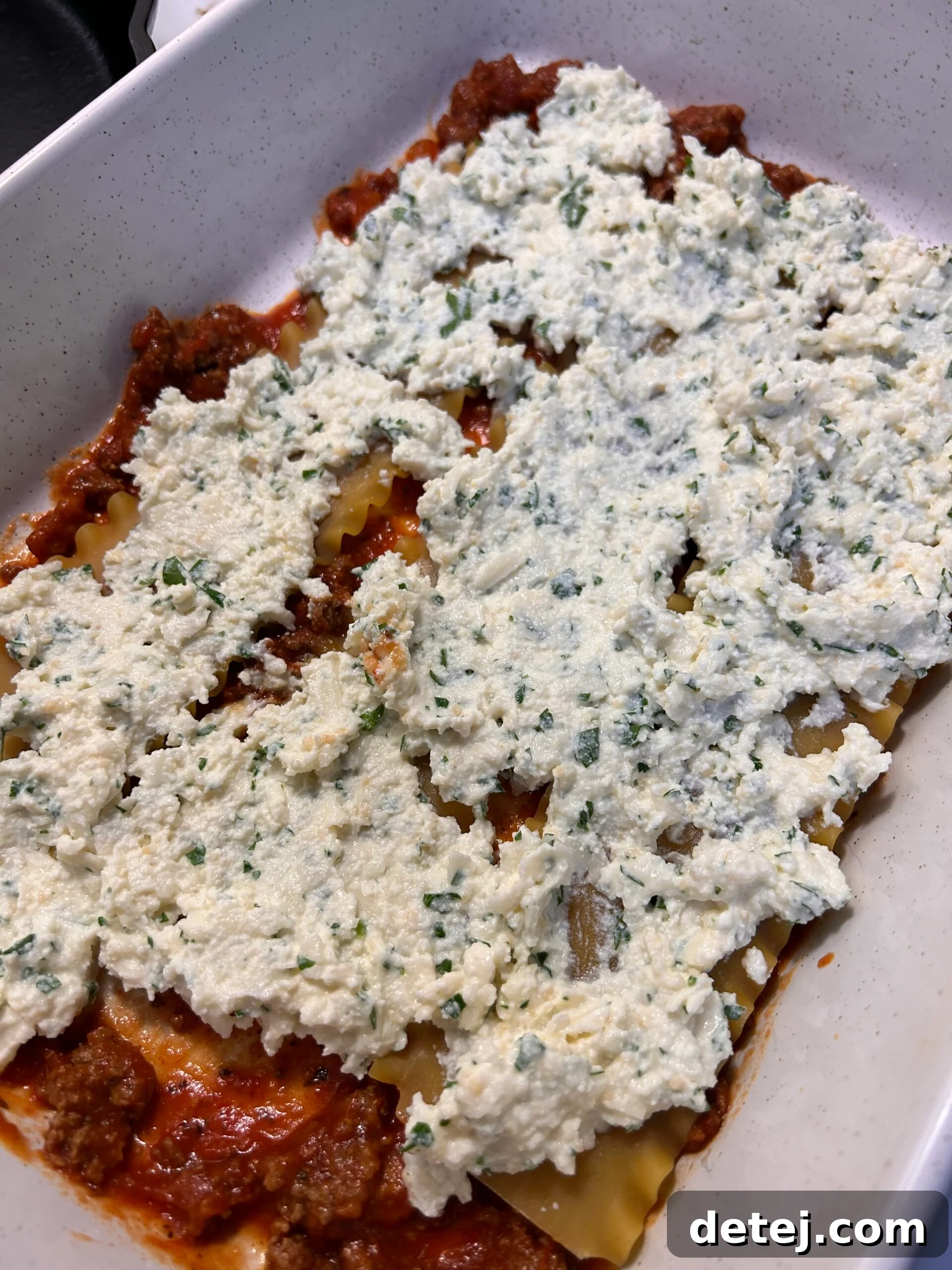 Preparing the meat sauce for Classico Lasagna