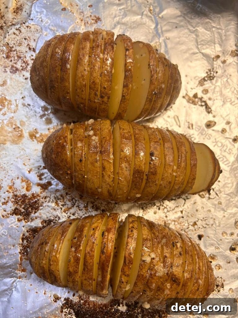 Close-up of a potato with Hassleback cuts