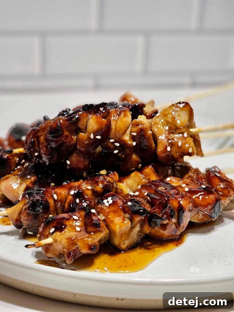 Sticky Bourbon Chicken 5 Bourbon Teriyaki Skewers with Sauce and Toppings