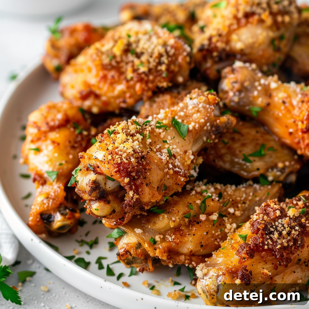Easy Garlic Parmesan Wings on a serving platter.