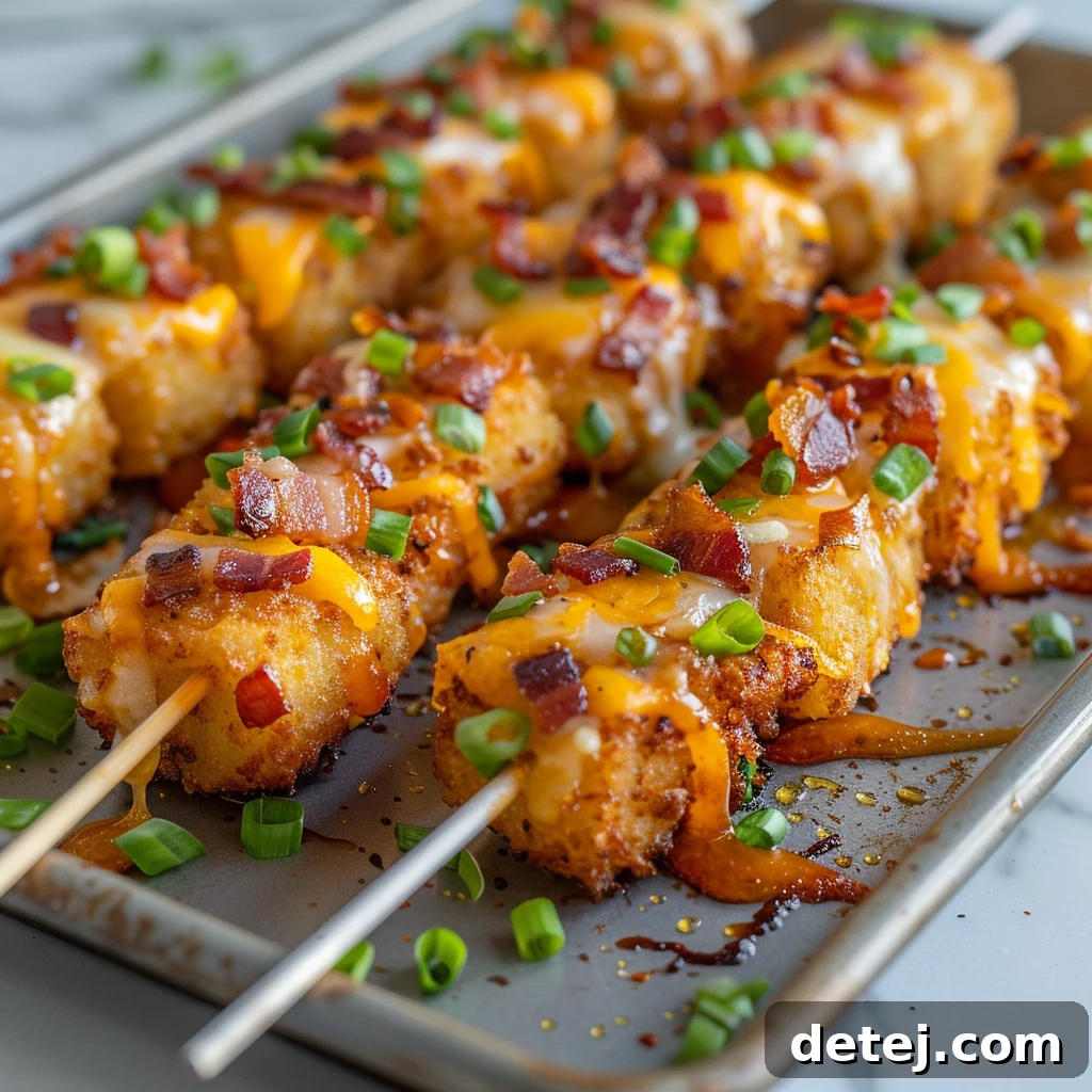 Loaded Tater Tot Skewers 