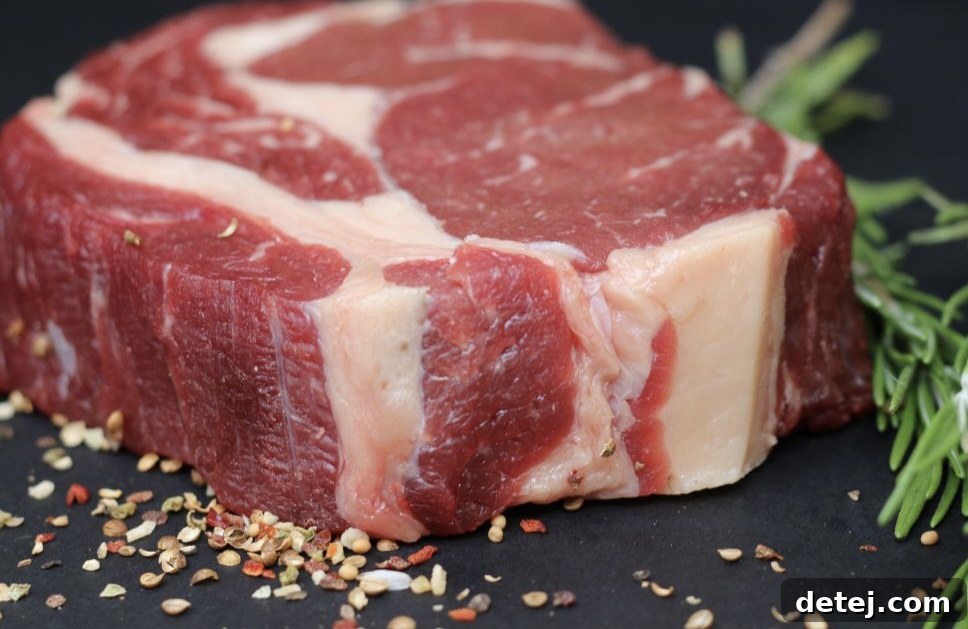 Various stages of steak doneness
