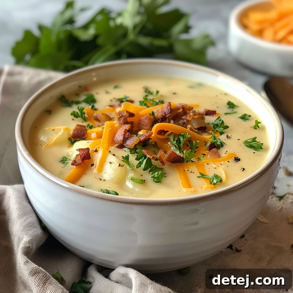 Creamy Potato Soup in a pot
