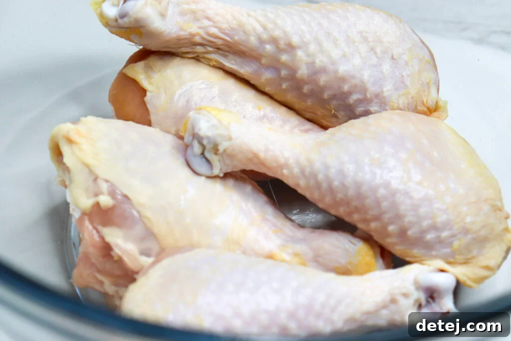 Simple ingredients for the best crispy oven baked chicken legs