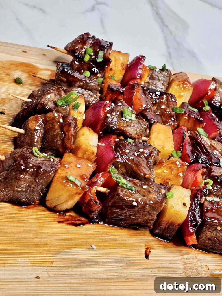 Easy Stovetop Hawaiian Beef Steak Skewers