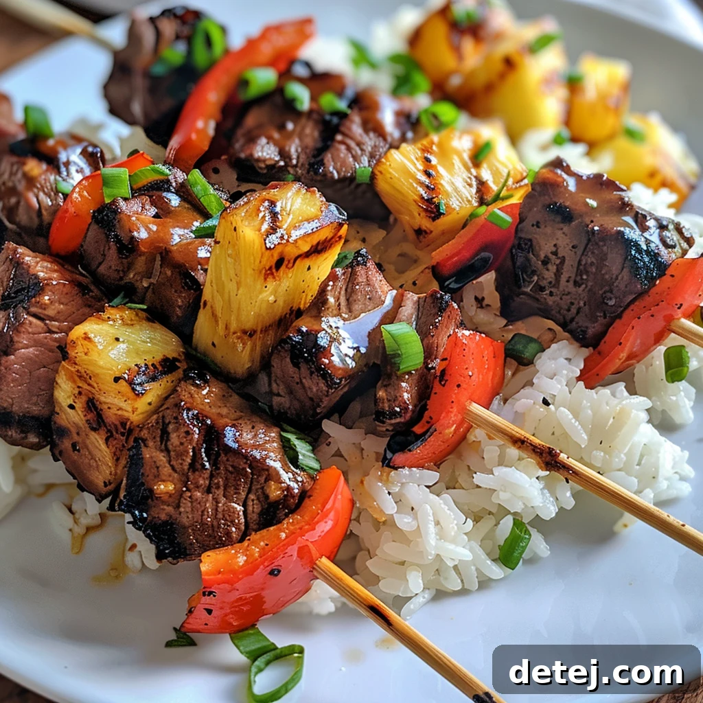 Easy Stovetop Hawaiian Beef Steak Skewers