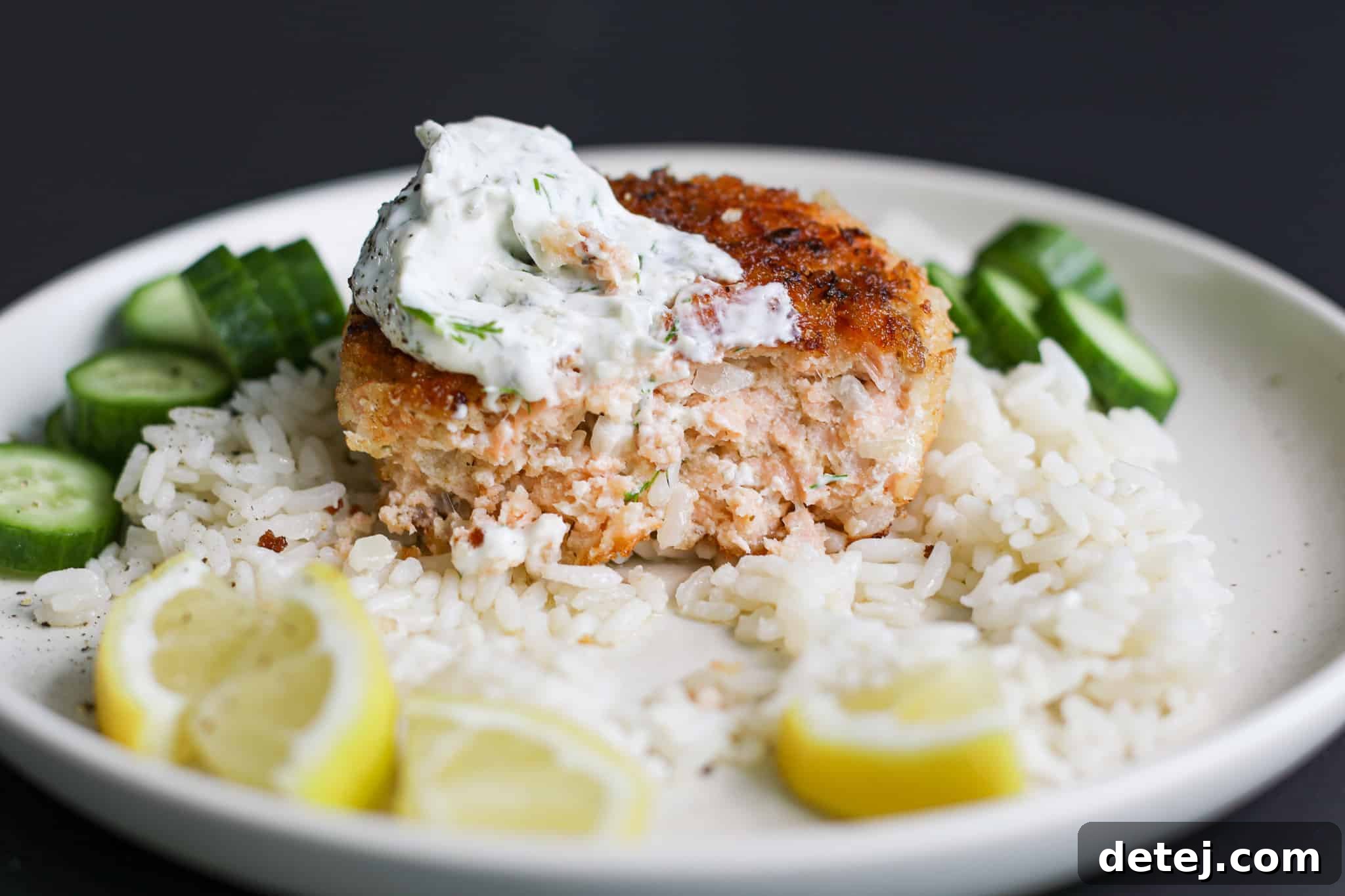 Bite shot - Four Ingredient Salmon Burgers - Healthyish Foods