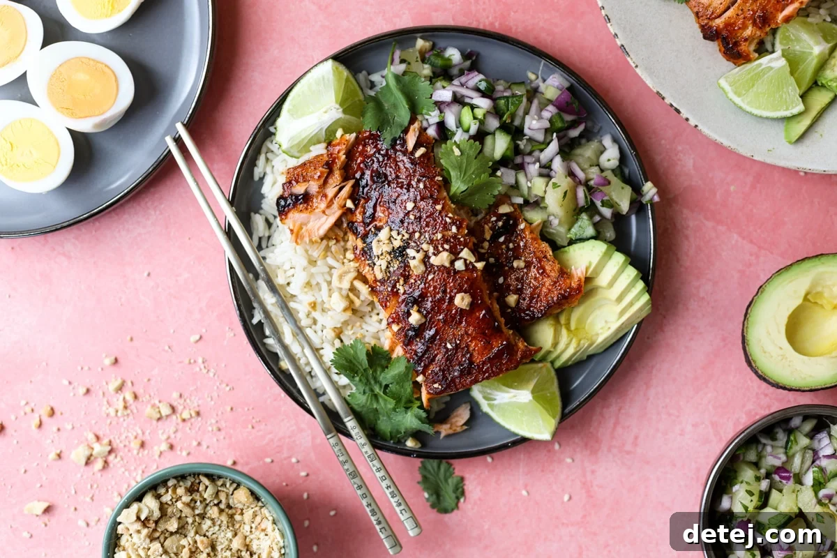 BBQ salmon bowl - healthyish foods