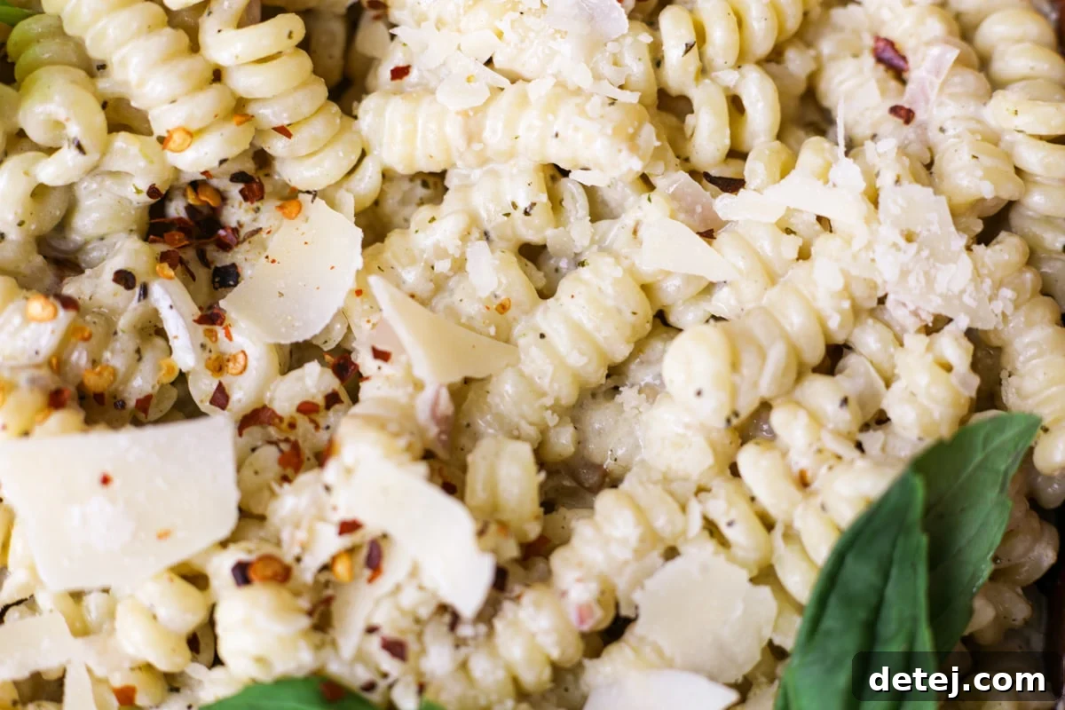 Creamy Pesto Pasta Bake – Healthyish Foods, overhead view