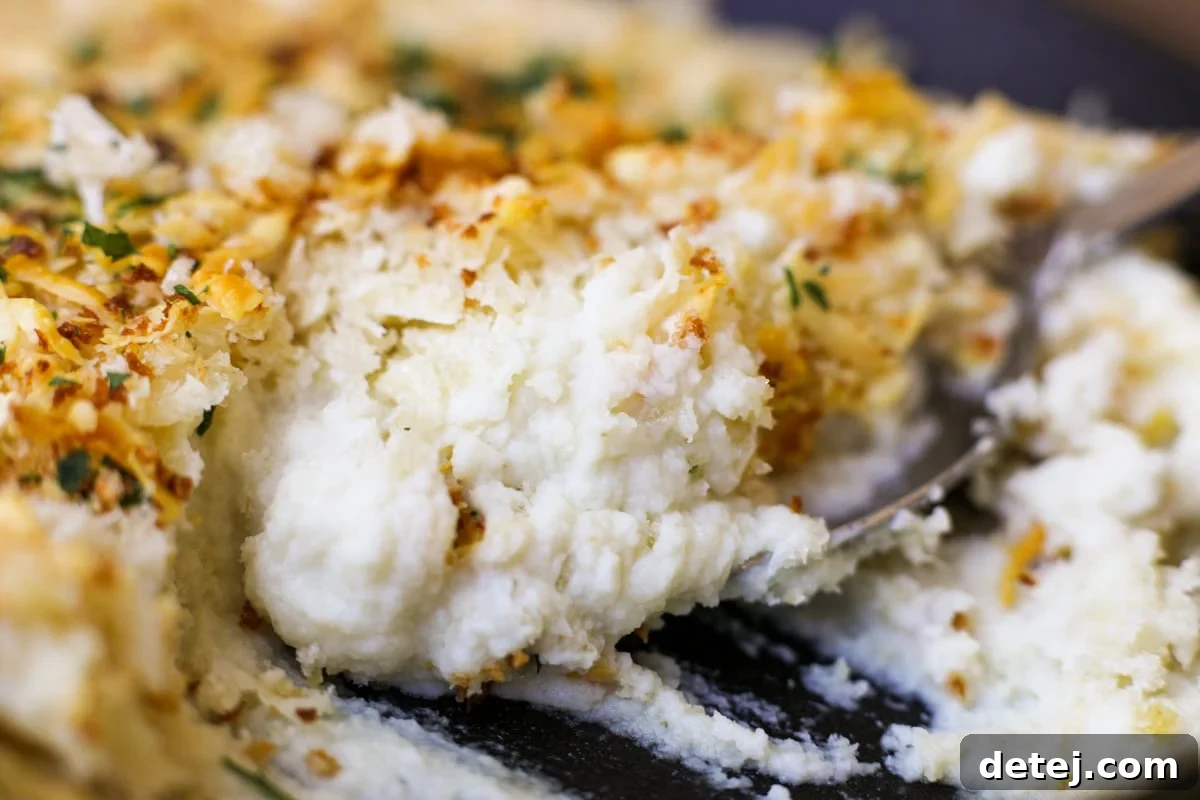 Ingredients for Parmesan Mashed Cauliflower Gratin laid out
