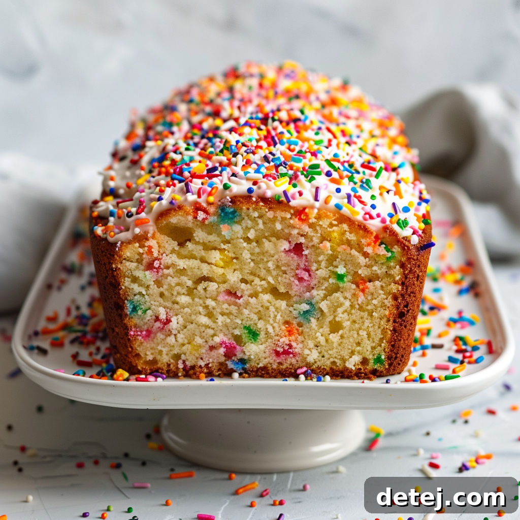 Easy Funfetti Vanilla Pound Cake slice